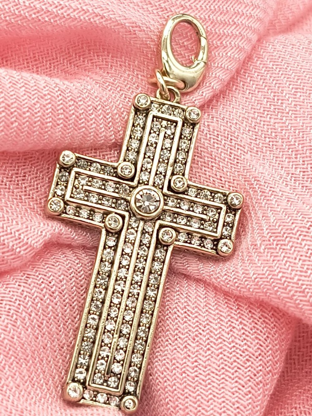 Heidi Daus CN Gold Tone Austrian Crystals Cross Pendant